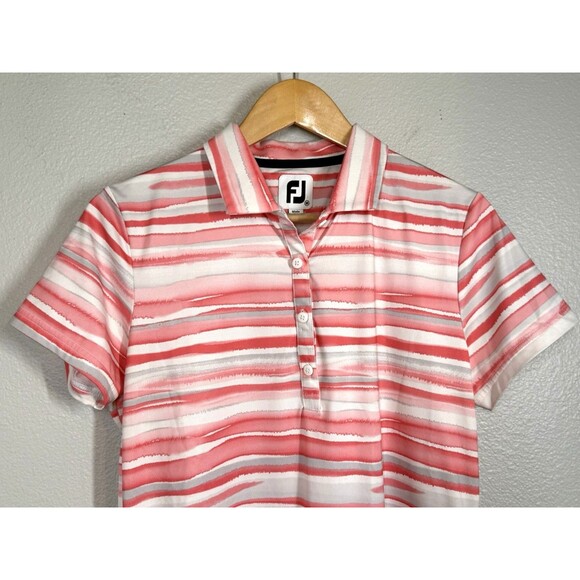 FOOTJOY FJ Women's Short Sleeve Watercolor Golf Tennis Top Size M Collared Shirt - Picture 5 of 12